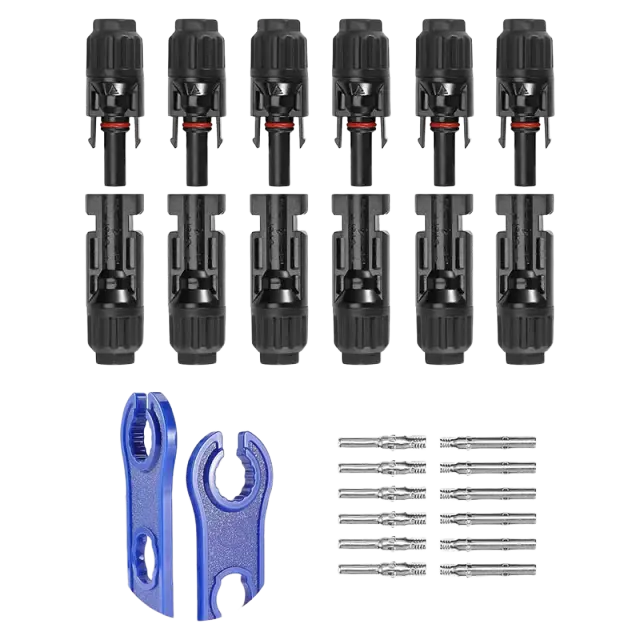 12-Piece 10AWG IP67-Rated Solar Connectors with Crimping Spanners