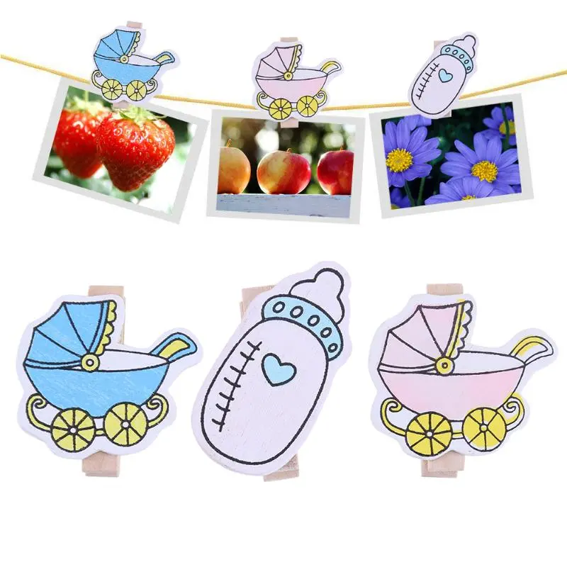 20-Piece Cartoon Wooden Clips – Fun DIY Party & Album Accessories for Kids’ Crafts and Home Decor