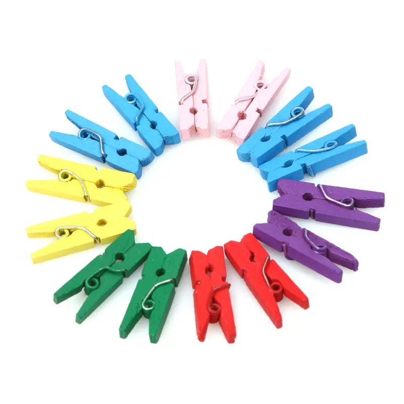 50-Pack Mini Colorful Craft Pegs – Assorted Bright Wooden Clips for DIY Projects & Bulletin Boards