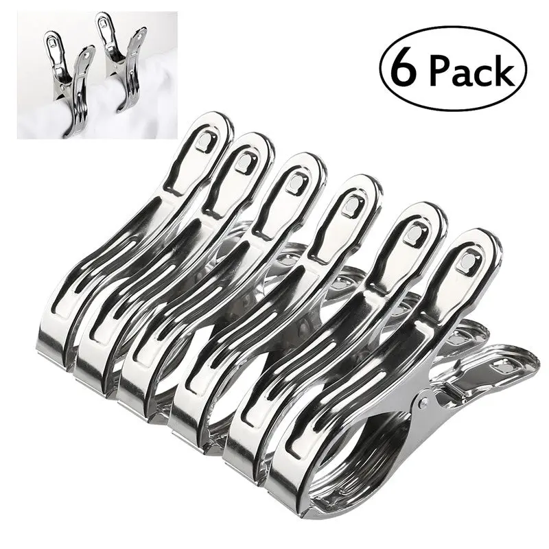 6-Piece Stainless Steel Utility Clips – Durable All-Purpose Metal Clamps for Home and Workshop