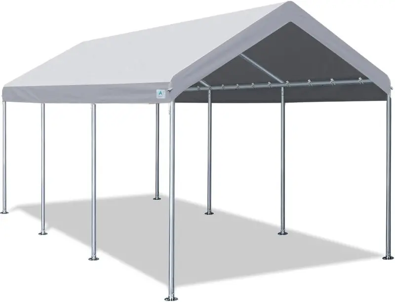 ADVANCE OUTDOOR Adjustable 10×20 FT Carport – Heavy-Duty Steel Frame, Height-Adjustable from 9.5 to 11 FT (Gray)