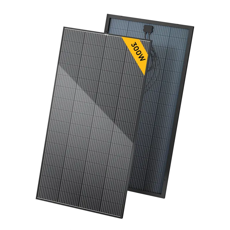 BougeRV 300W Rigid Bifacial Solar Panel – 12V/24V N-Type 12BB Mono