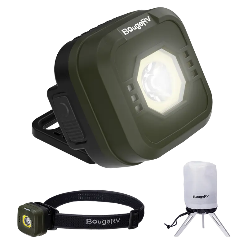 BougeRV AL05 Rechargeable Area Light – Convertible Headlamp & Campsite Lamp