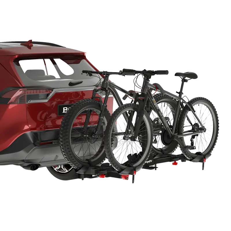 BougeRV Lockable Hitch-Mount Bike Rack – Sturdy 2-Bike Platform Carrier with Anti-Theft Design