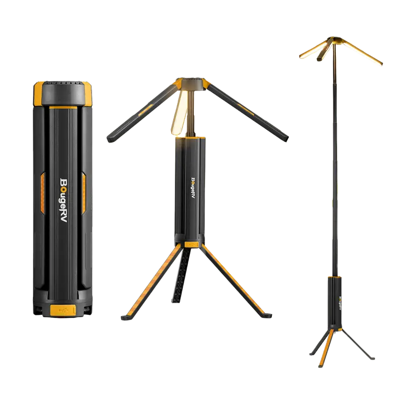 BougeRV Telescopic Camping Lantern – Adjustable Height Portable Light (Black)