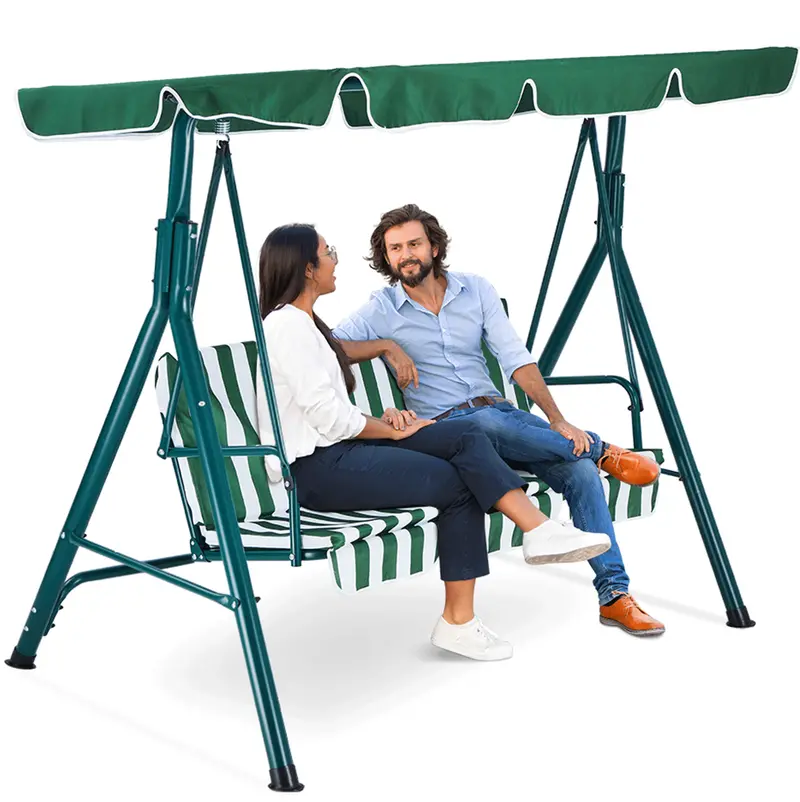 Canopy-Style Porch Swing Chair – Adjustable Outdoor Patio Swing with Removable Cushion & Powder-Coated Weather-Resistant Frame