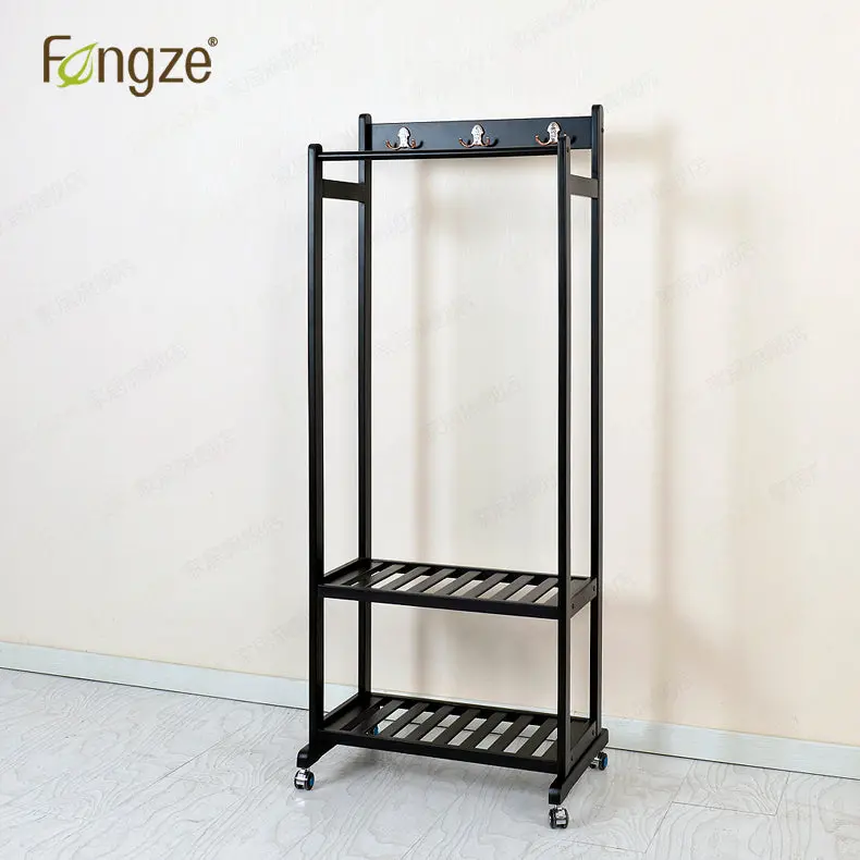Contemporary Birch Wood Clothing Storage Unit with Open Shelving