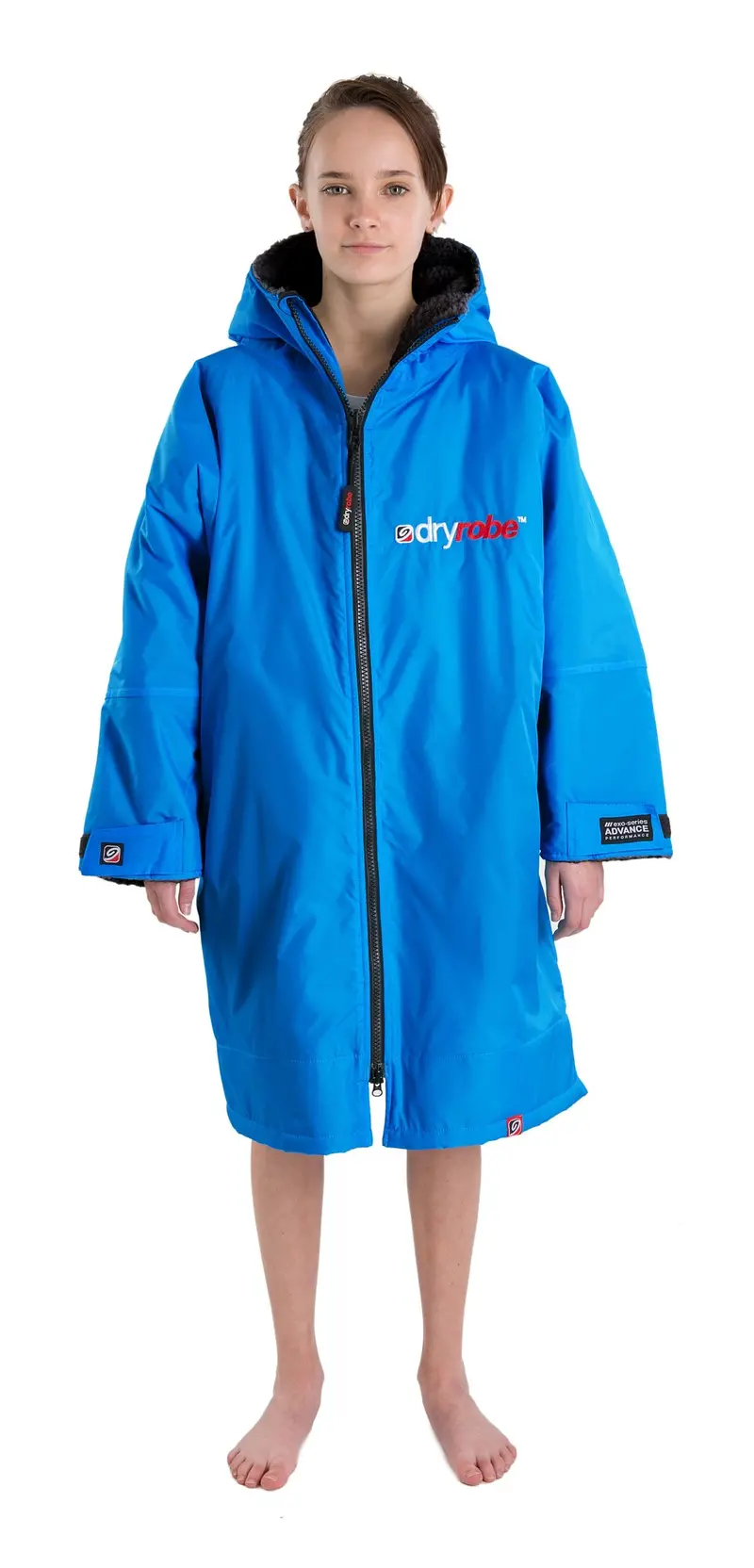 Dryrobe Kids Changing Robe – Cobalt Blue & Black Hooded Towel Robe for Children