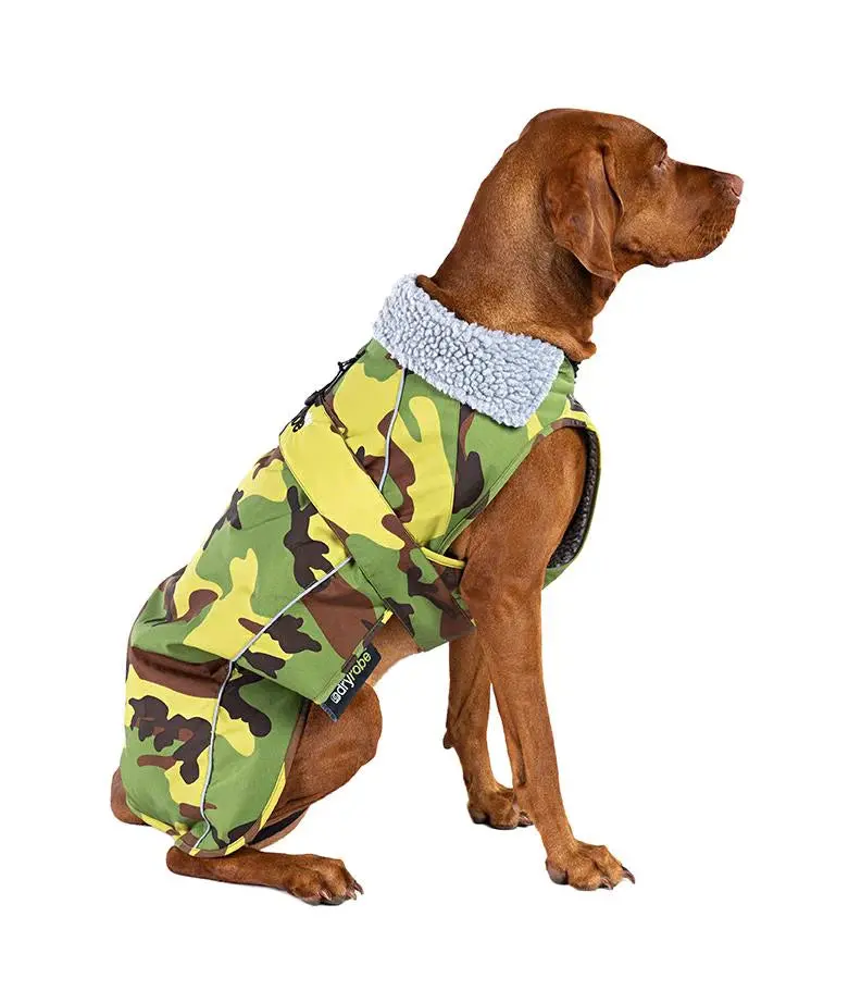 Dryrobe Pet Jacket in Green Camo and Grey