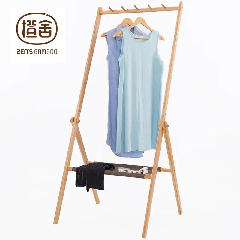 Foldable Easel-Style Clothing Rail with Built-in Shelf