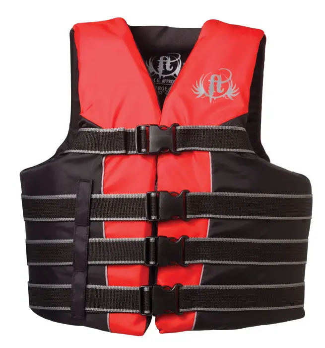 Full Throttle Dual-Size Adult Ski Vest – Red/Black Nylon
