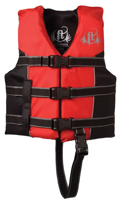 Full Throttle Kids’ Ski Life Vest – Red/Black Nylon