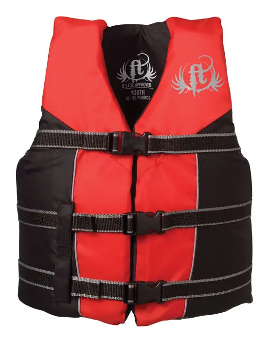 Full Throttle Youth Ski Life Vest – Red/Black Nylon