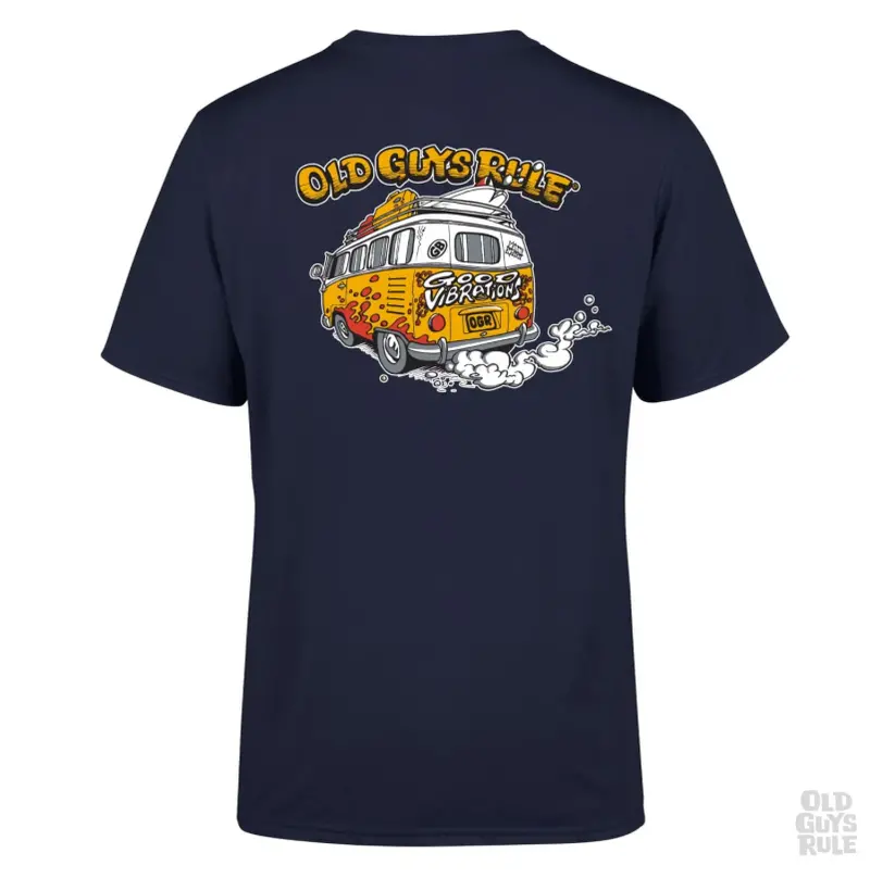 ‘Good Vibrations’ Vintage-Inspired Navy T-Shirt – Old Guys Rule