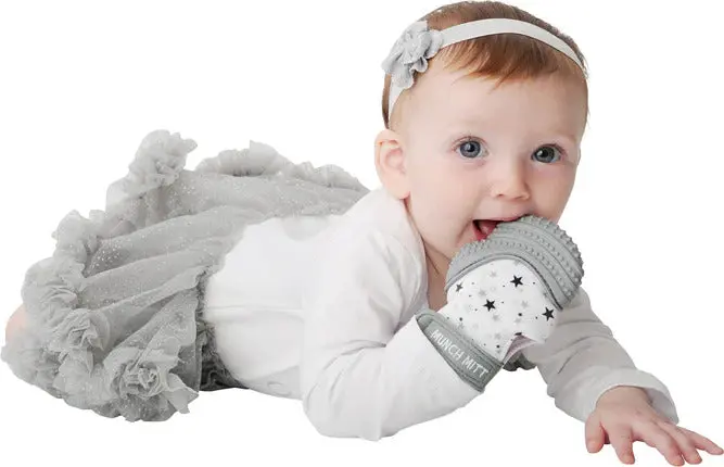 Grey Star-Pattern Munch Mitt Sensory Glove