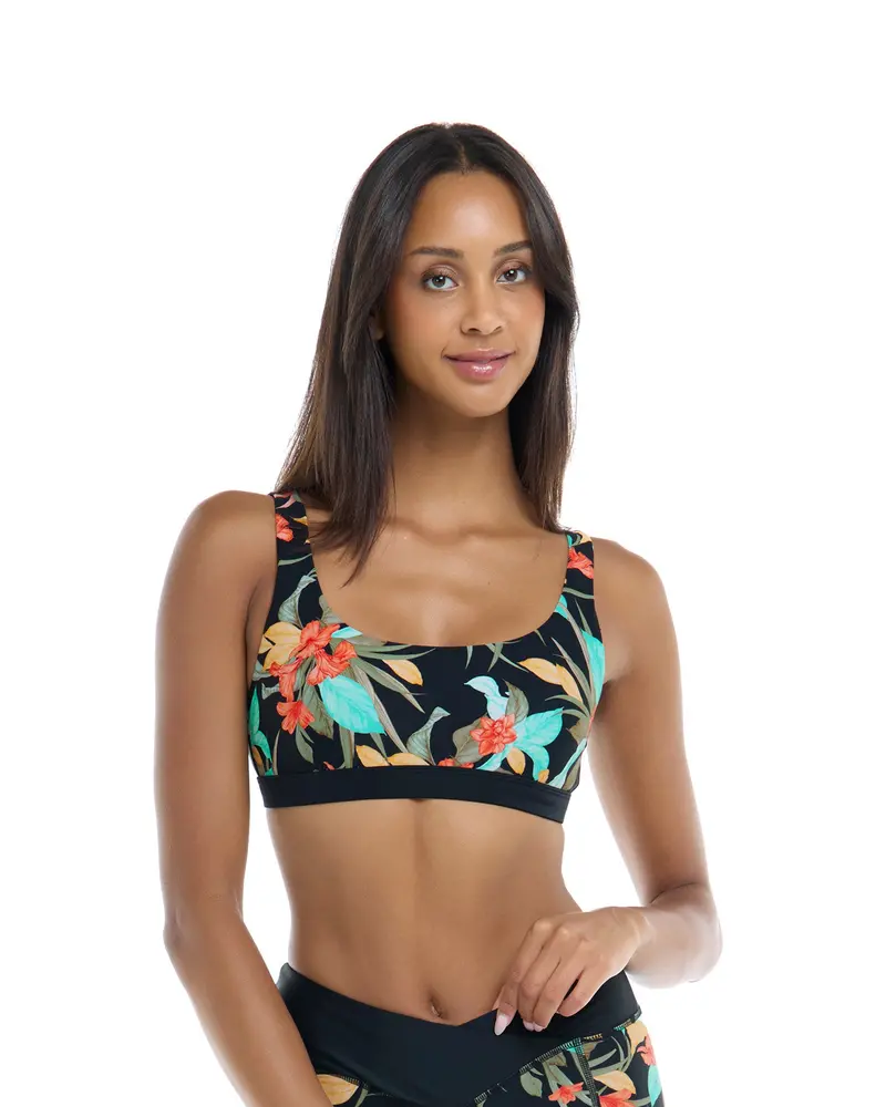 Hamoa Star Cross-Over Black Sports Bra – Lightweight & Supportive