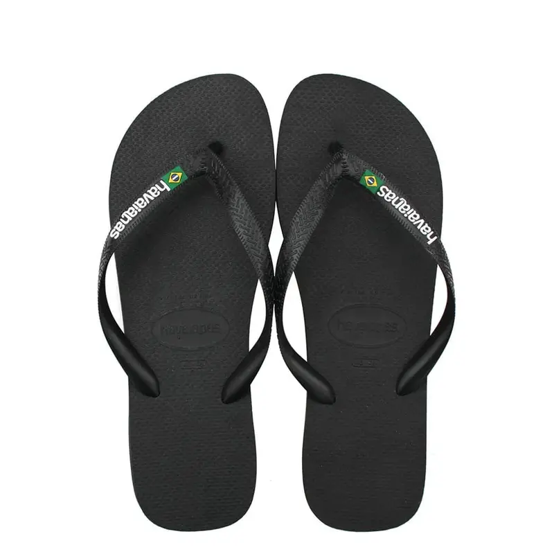 Havaianas Brasil Logo Slides – Sleek Black-on-Black Design