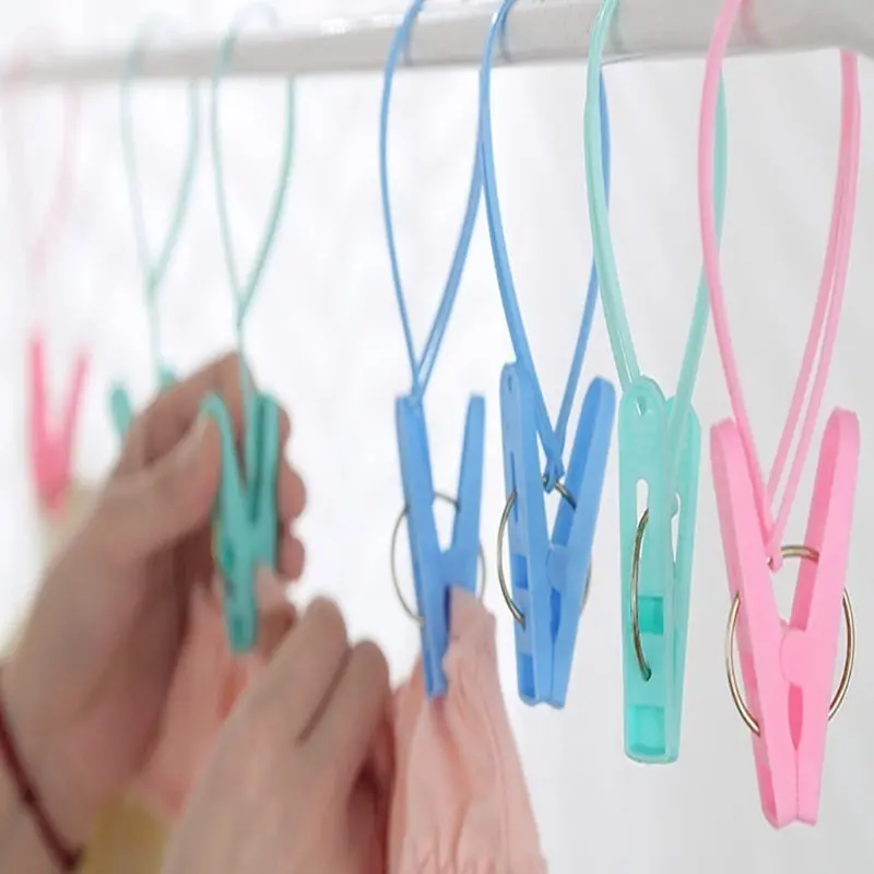 Hoomall 12-Piece Portable Plastic Clothespins – Travel-Friendly 11.5 cm Windproof Laundry Clips