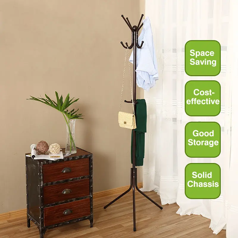 Industrial-Style Free-Standing Metal Coat Rack