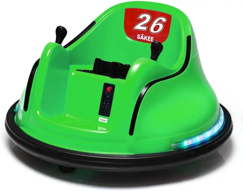 Kids’ 12V Electric Bumper Car with Remote, LED Lights, and Full Rotation – Safe & Certified Ride-On Toy