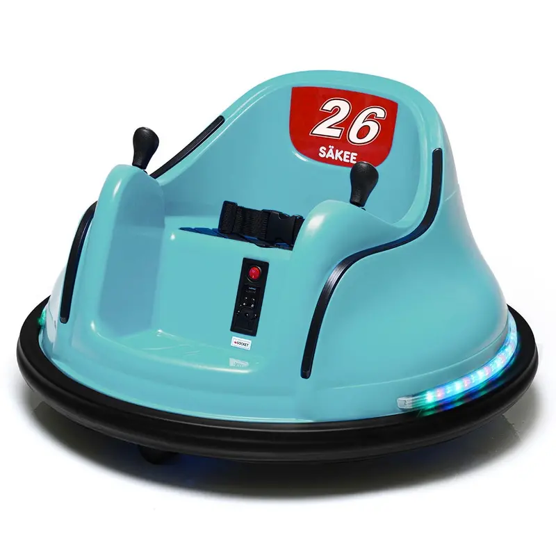 Kids’ 12V Remote-Controlled Bumper Car – Flashing Lights, Music, DIY Stickers & ASTM Certification (66LB Capacity)