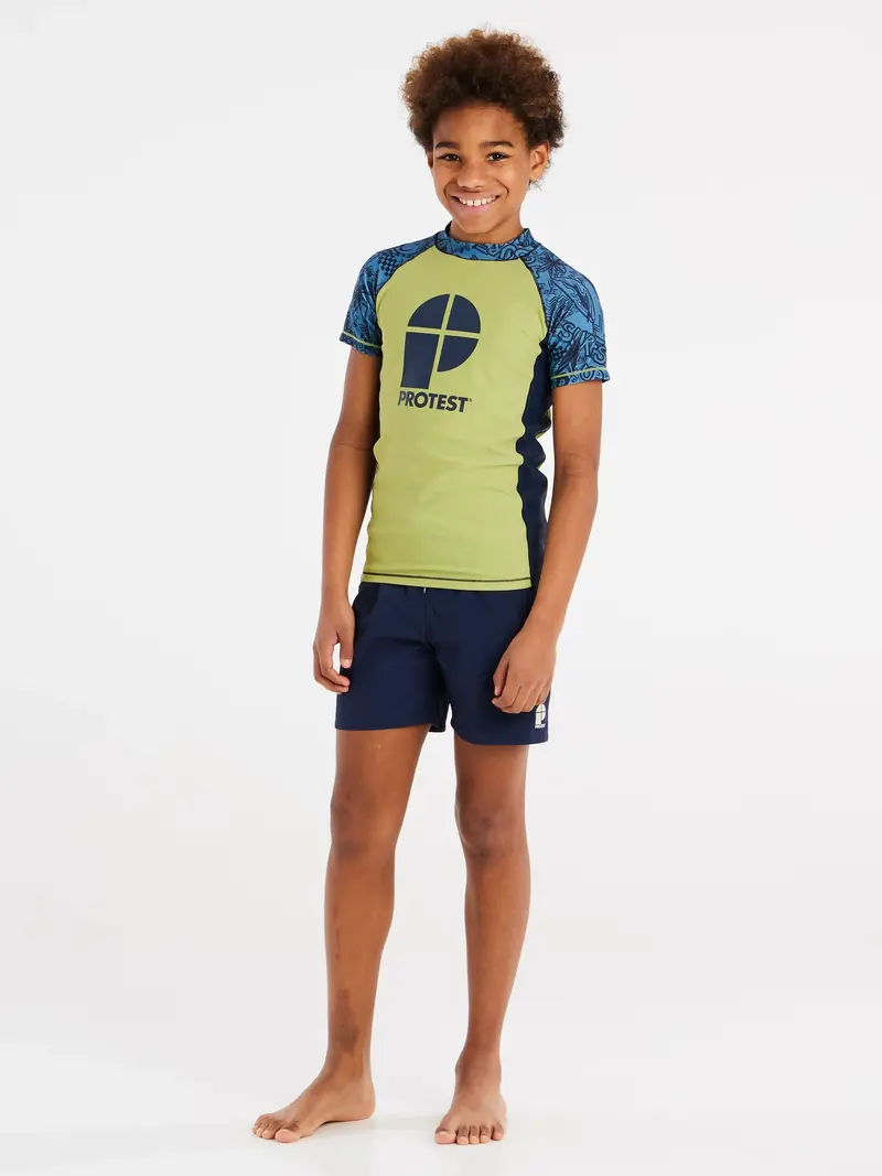 Kids’ Algae Green Short-Sleeve Rashguard – Protest PRTAHOY JR