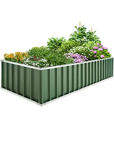 KING BIRD 101x36x18 in Galvanized Raised Garden Bed – Flexible DIY Assembly for Herbs, Lettuce & Shallow-Rooted Plants (Green)