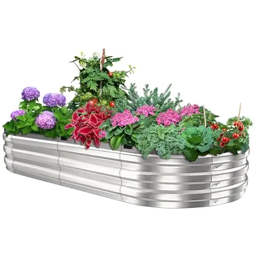 KING BIRD 2025 Upgraded Modular Raised Garden Bed – 71x24x12 in Galvanized Steel Planter with Elegant Roman Column Design (Dark Green)