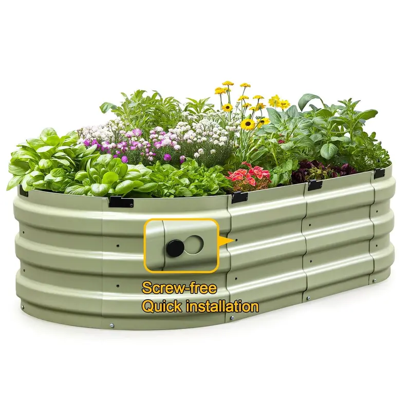 King Bird 4′ x 2′ x 1′ Screwless Galvanized Steel Raised Garden Bed – Olive Green Modular Planter Box