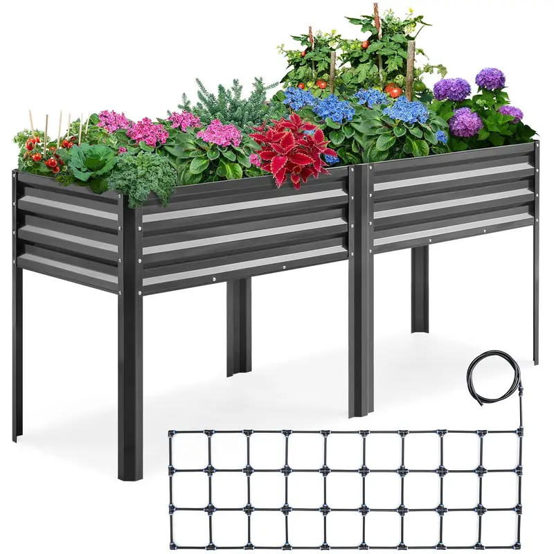 KING BIRD Elevated Raised Garden Bed with Built-In Irrigation – 70.9″x22.8″x31.5″, 600 lb Capacity, Legged Design