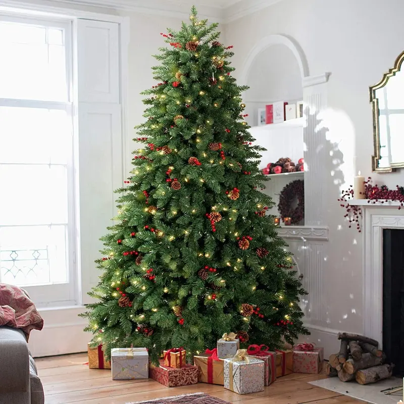 LIFEFAIR 10-Foot Pre-Lit Christmas Tree — 1000 Clear LEDs, 3200 Ultra-Dense Realistic Branch Tips