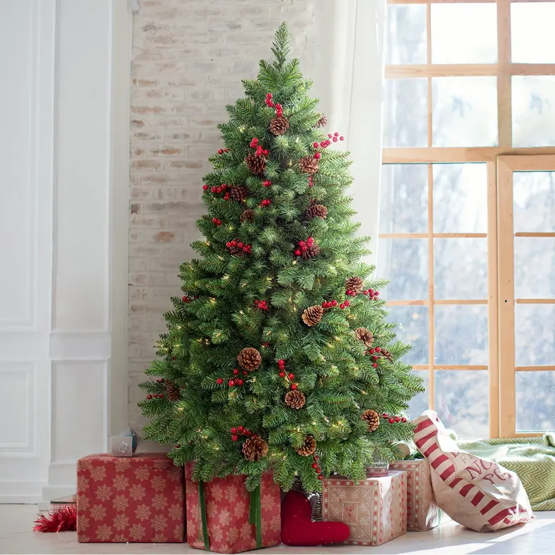 LIFEFAIR 4.5-Foot Pre-Lit Christmas Tree with 300 Clear LEDs and 516 Dense, Realistic Branch Tips