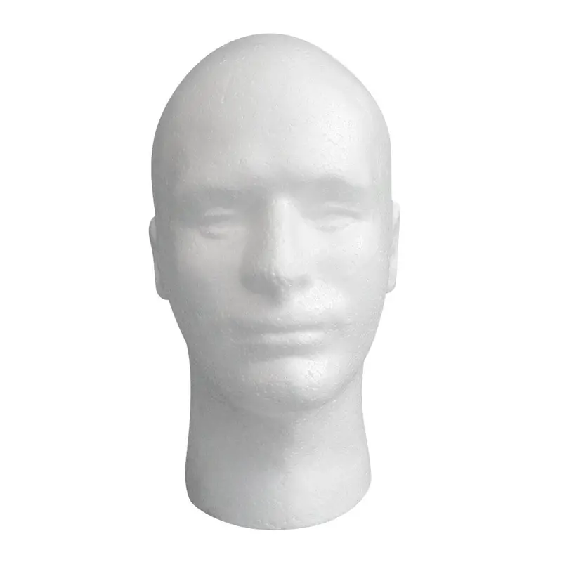 Male Styrofoam Mannequin Head – Wig, Beard & Eyewear Display Model