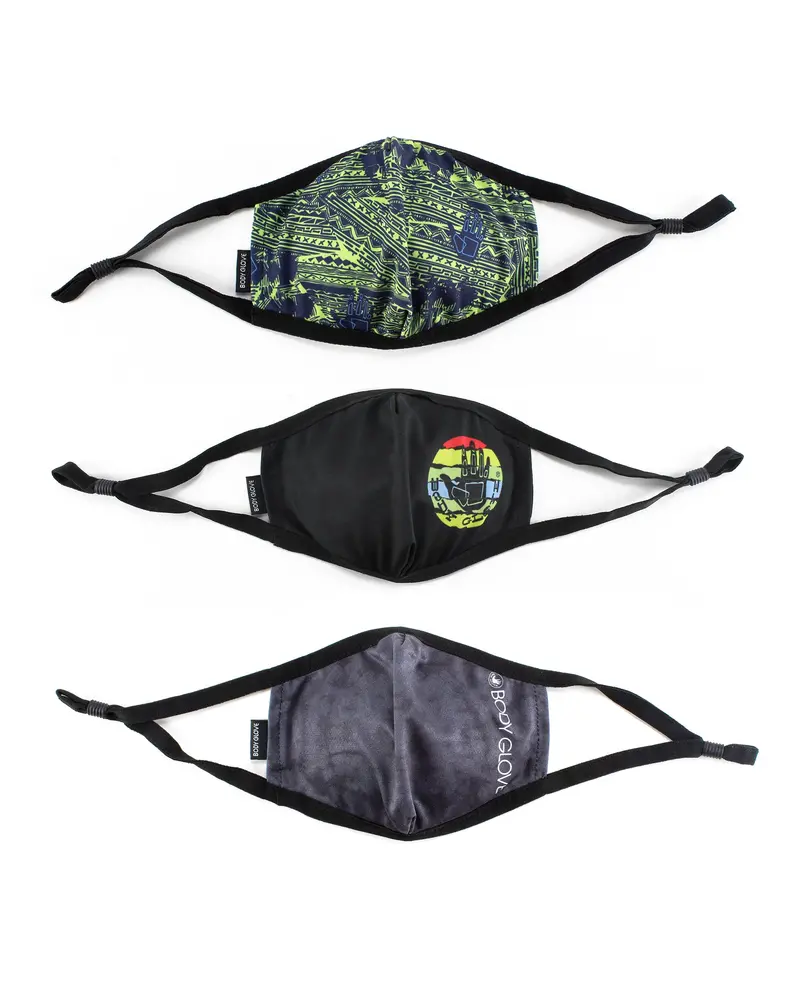 Men’s 3-Pack Reusable Face Masks – Abstract Art, Logo Solid, Tie-Dye