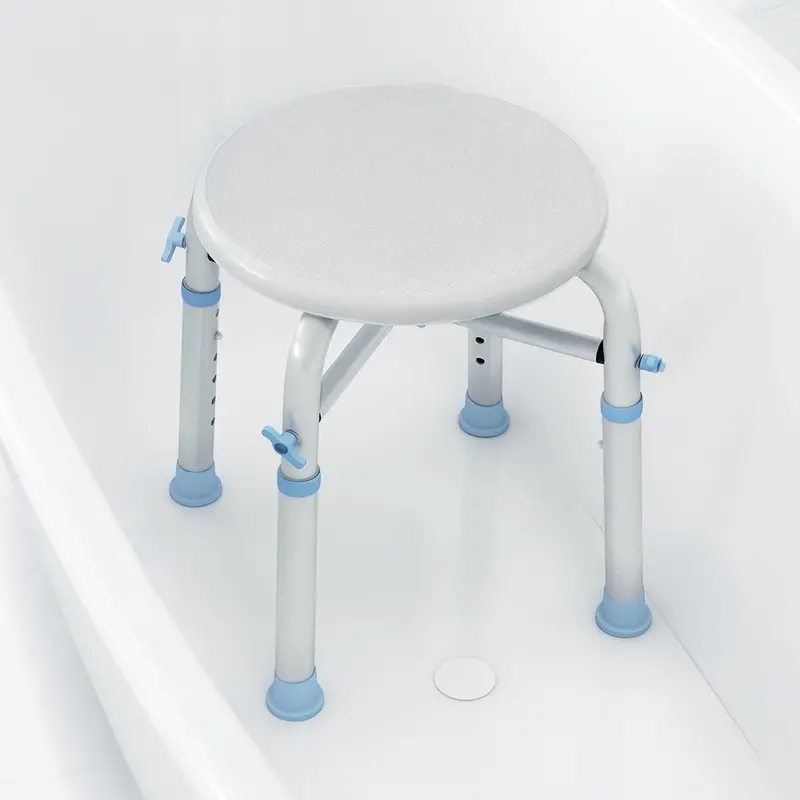 OasisSpace Heavy-Duty Adjustable Shower Chair – 500 lb Capacity, Anti-Slip Rubber Feet, Foldable Seat for In-Shower Use