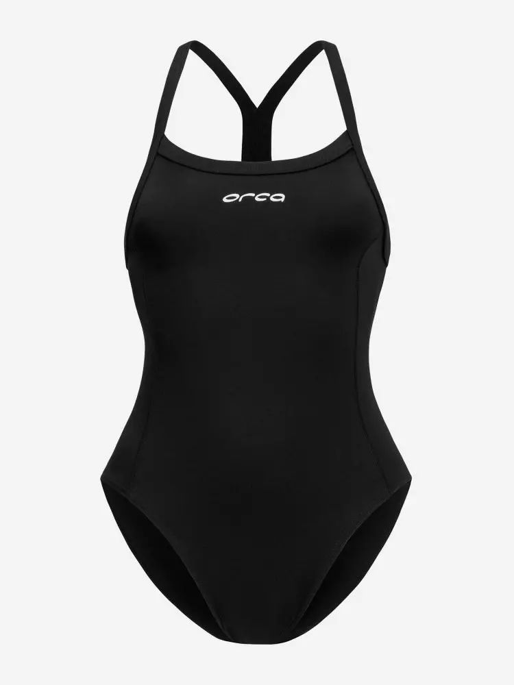Orca Core Women’s Slim-Fit Swimsuit – Black, Thin-Strap Design