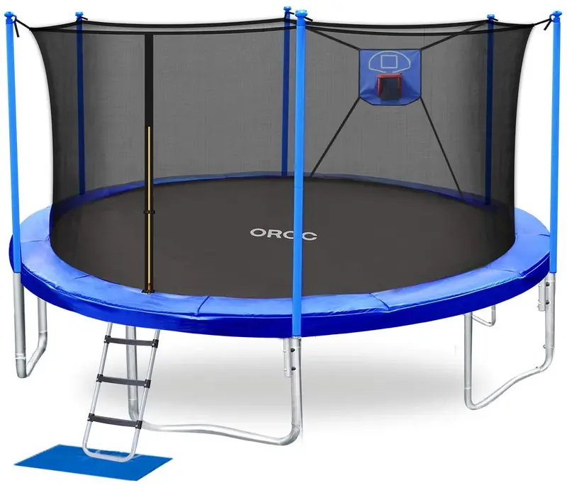 ORCC 15-Foot Trampoline with Built-In Basketball Hoop
