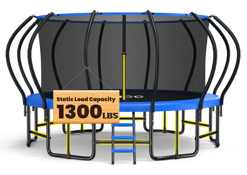 ORCC 16-Foot Heavy-Duty Outdoor Trampoline – 1300 lb Load Limit with Reinforced Safety Enclosure