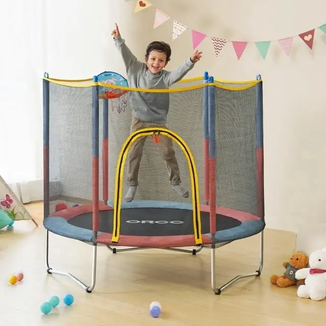 ORCC 55-/60-Inch Toddler Trampoline — Indoor/Outdoor Mini Bouncer with Safety Pad, 220-LB Capacity, Ages 3–10