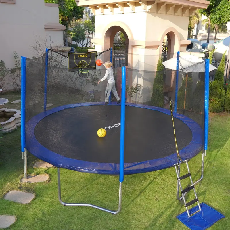 ORCC 8–16 ft All-in-One Outdoor Trampoline – 450 lb Capacity, Includes Rain Cover, Jumping Mat, Safety Net & Full Accessory Kit