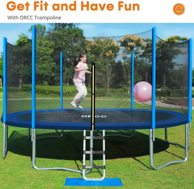 ORCC Compact Outdoor Trampoline – 8–16FT Sizes with Full Accessory Kit & Certified Safety Features