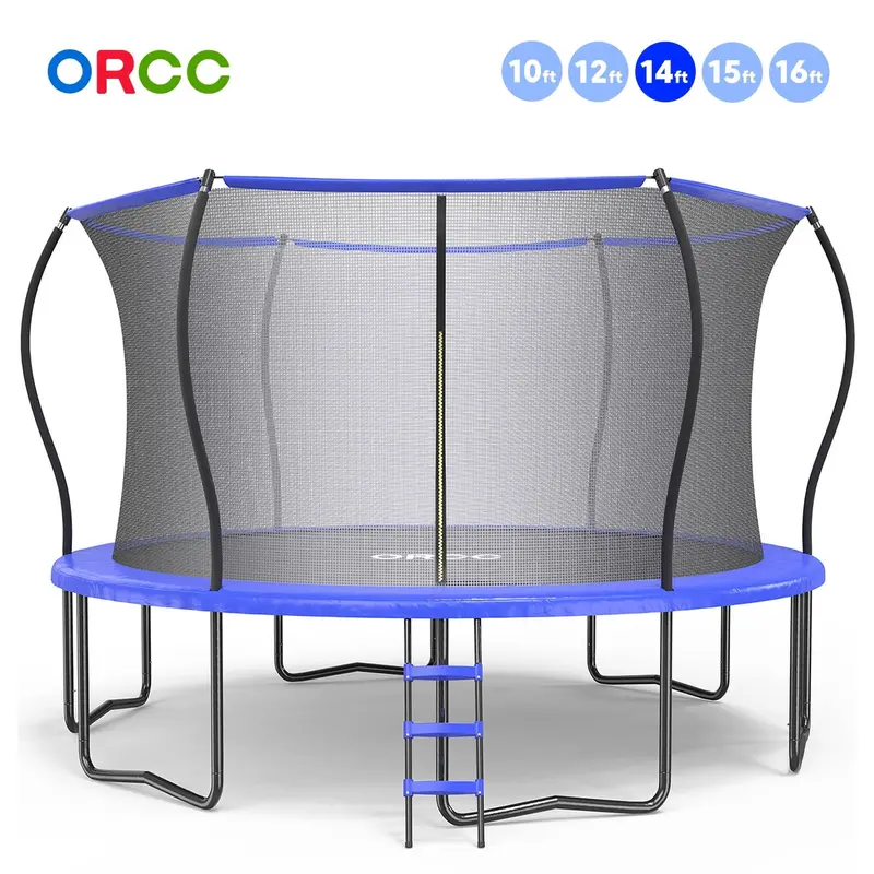 ORCC Recreational Trampoline Set – 10–16FT ASTM-Approved Models with Enclosure, Ladder & Backyard-Ready Build