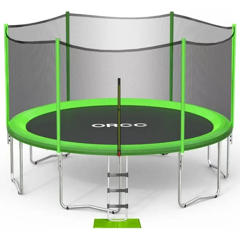ORCC Round Kids’ Trampoline with Safety Enclosure — ASTM/CPSIA-Certified Backyard Bouncer (10–16 FT, Green)
