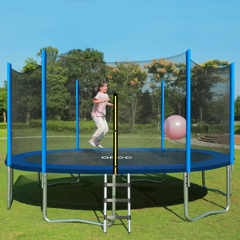 ORCC Versatile Recreational Trampoline – 8FT to 16FT Outdoor Backyard Bouncer for Kids, ASTM-Compliant with Enclosure Net & Safety Ladder
