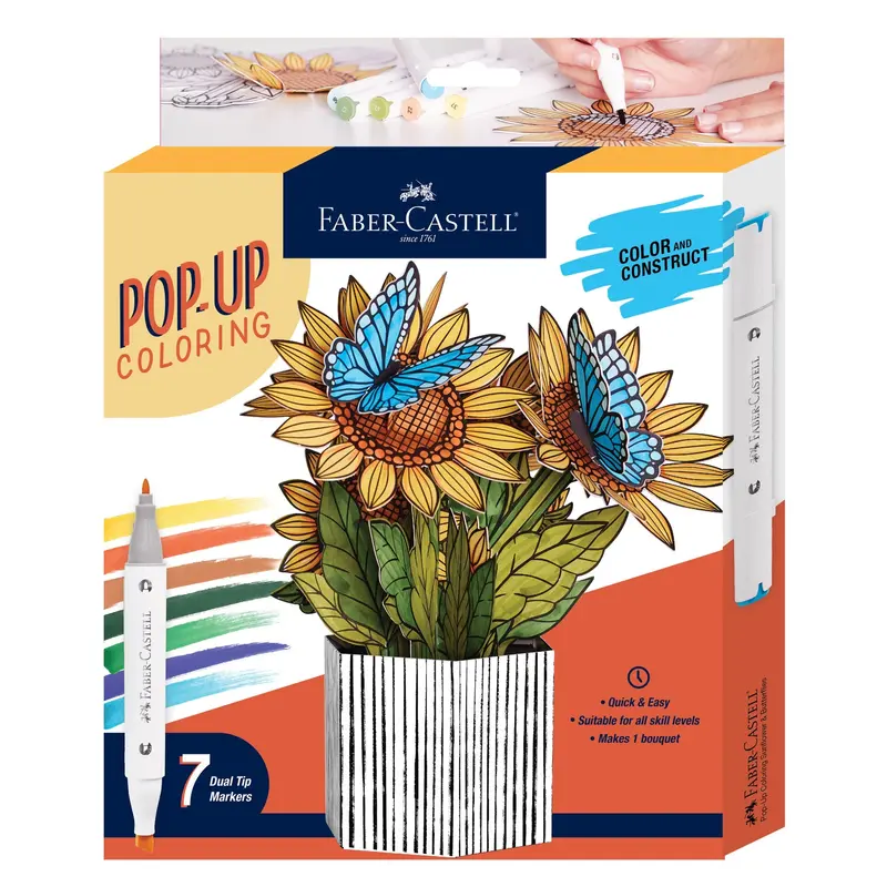 Pop-Up Sunflower and Butterfly Coloring Bouquet