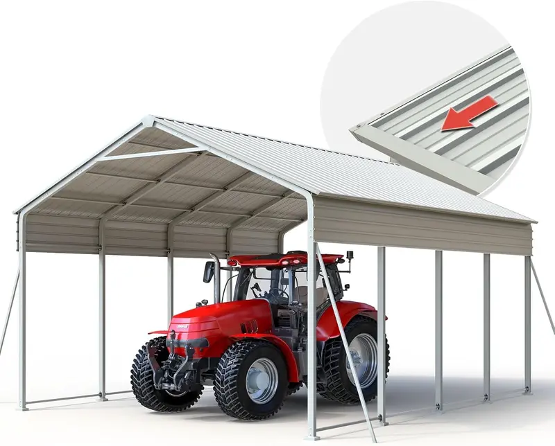 Quictent 12×21 ft Vertical-Roof Metal Carport – Pre-Assembled All-Weather Shelter for Boats, Vehicles & Farm Gear