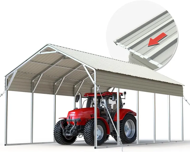 Quictent 13×26 ft Vertical-Roof Metal Carport – Pre-Drilled All-Weather Shelter for RVs, Vehicles & Farm Equipment