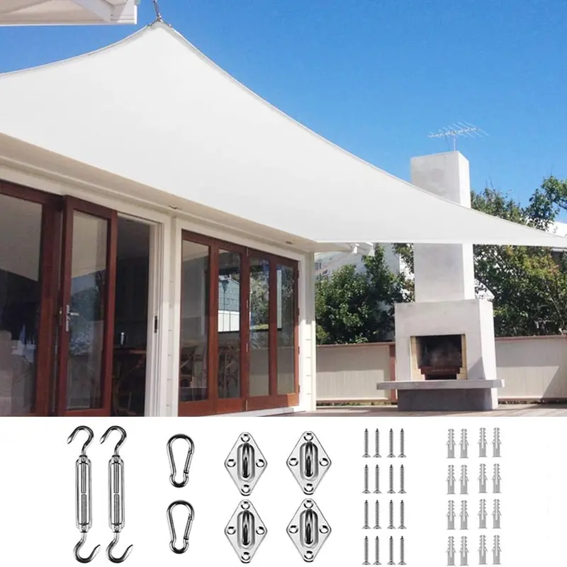 Quictent 20 ft x 20 ft HDPE Square Sun Shade Sail – 98% UV-Blocking Canopy with Hardware Kit (White)