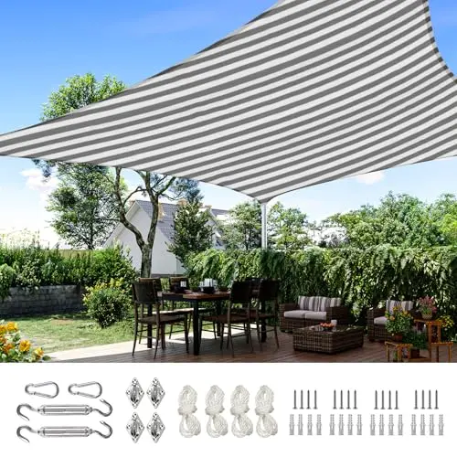 Quictent 20×16 ft Dual-Tone White & Gray Rectangular Shade Sail – 185G HDPE, 98% UV Block, Hardware Included