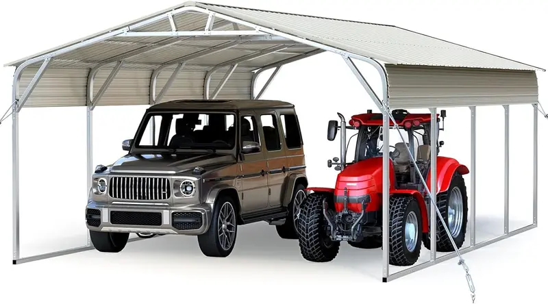 Quictent 20×20 ft Two-Car Vertical-Roof Metal Carport – Durable All-Season Shelter for RVs, Cars & Agricultural Machinery